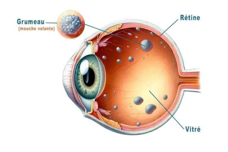 illustration de grumeaux vitre de l'oeil points noirs devant les yeux